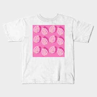 Pink leaves pattern Kids T-Shirt
